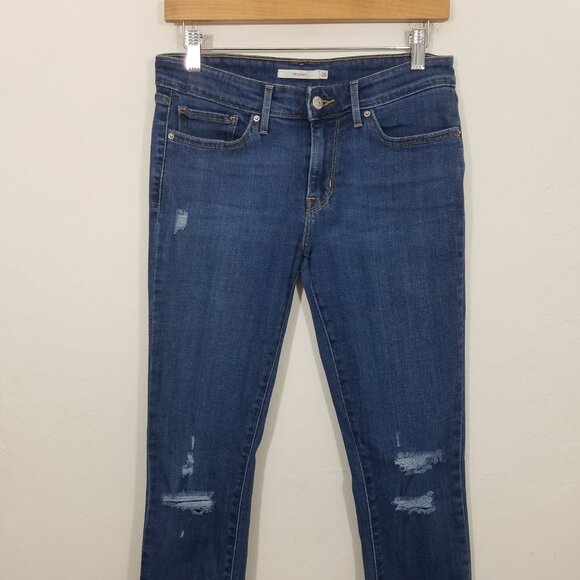Levi's 711 Skinny Stretch Distressed Jeans Blue Size 28 - Picture 2 of 6